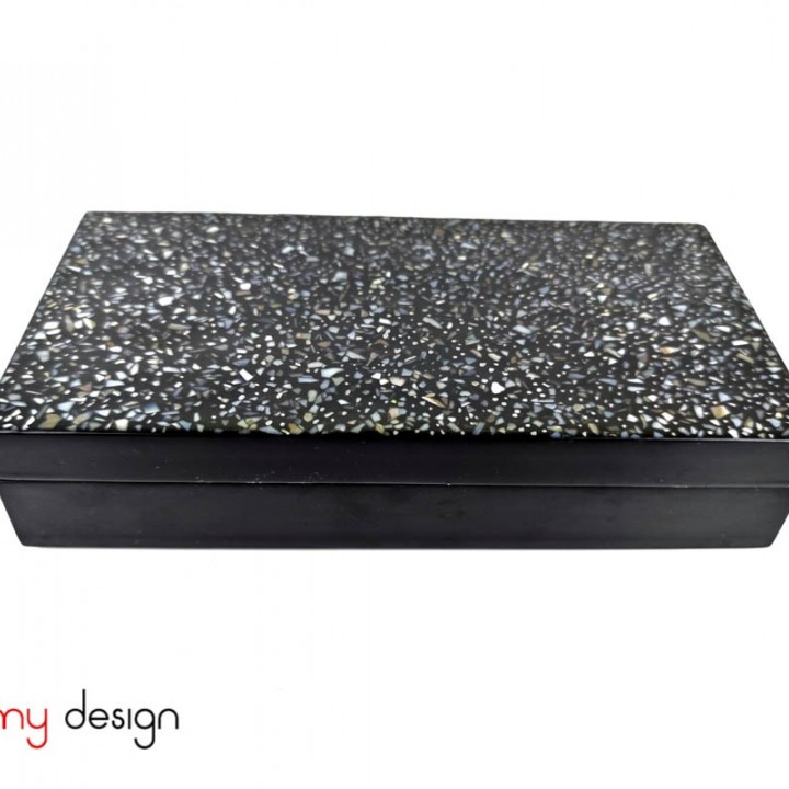 Black pen box with mother of pearl lid 10*20*H4,5cm